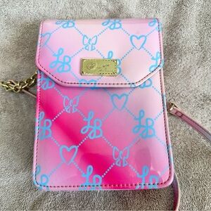 Luv Betsey Johnson Pink Blue Ombre Heart Crossbody Bag Phone Pouch 7x5